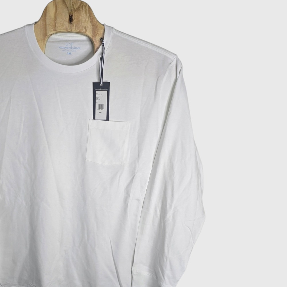 Vineyard Vines Mens 3XL White Cap Long Sleeve Pocket Tee Shirt 6V0019 NWT